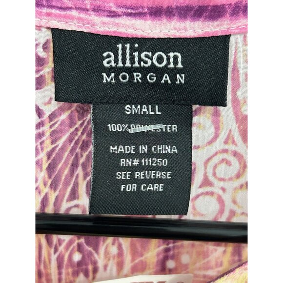 Allison Morgan Ruffle Paisley Button Front Shirt Purple Yellow Sz Small Boho NWT - Picture 5 of 10